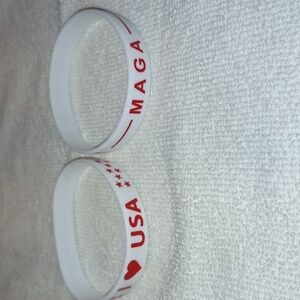 White and Red USA MAGA Silicon Wristbands (2)